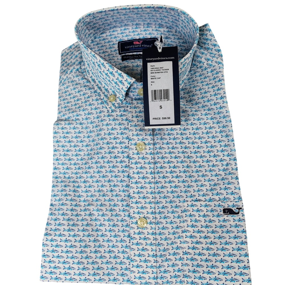 NWT Vineyard Vines Mens S Classic Tucker Mini Bonefish OTG White Nylon Preppy
